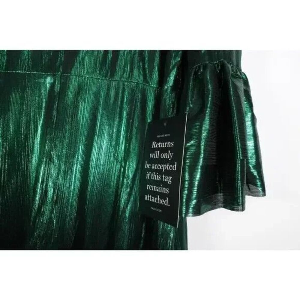 NEW Tuckernuck Dress Emerald Green Lillith Lurex Crinkle Midi Dress X LARGE - Picture 7 of 7